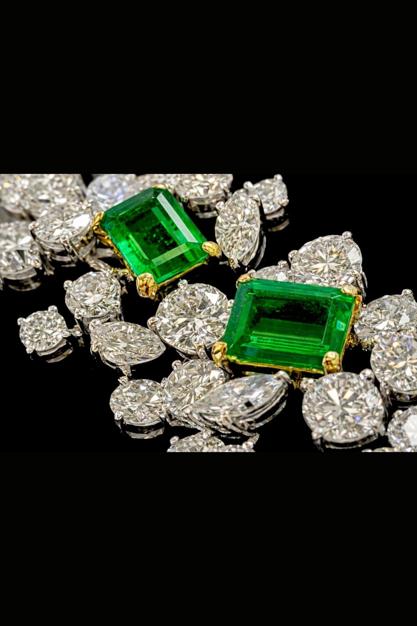 Colombian Emerald and Diamond Fringe Necklace and Earring Set — Vintage Masterpiece