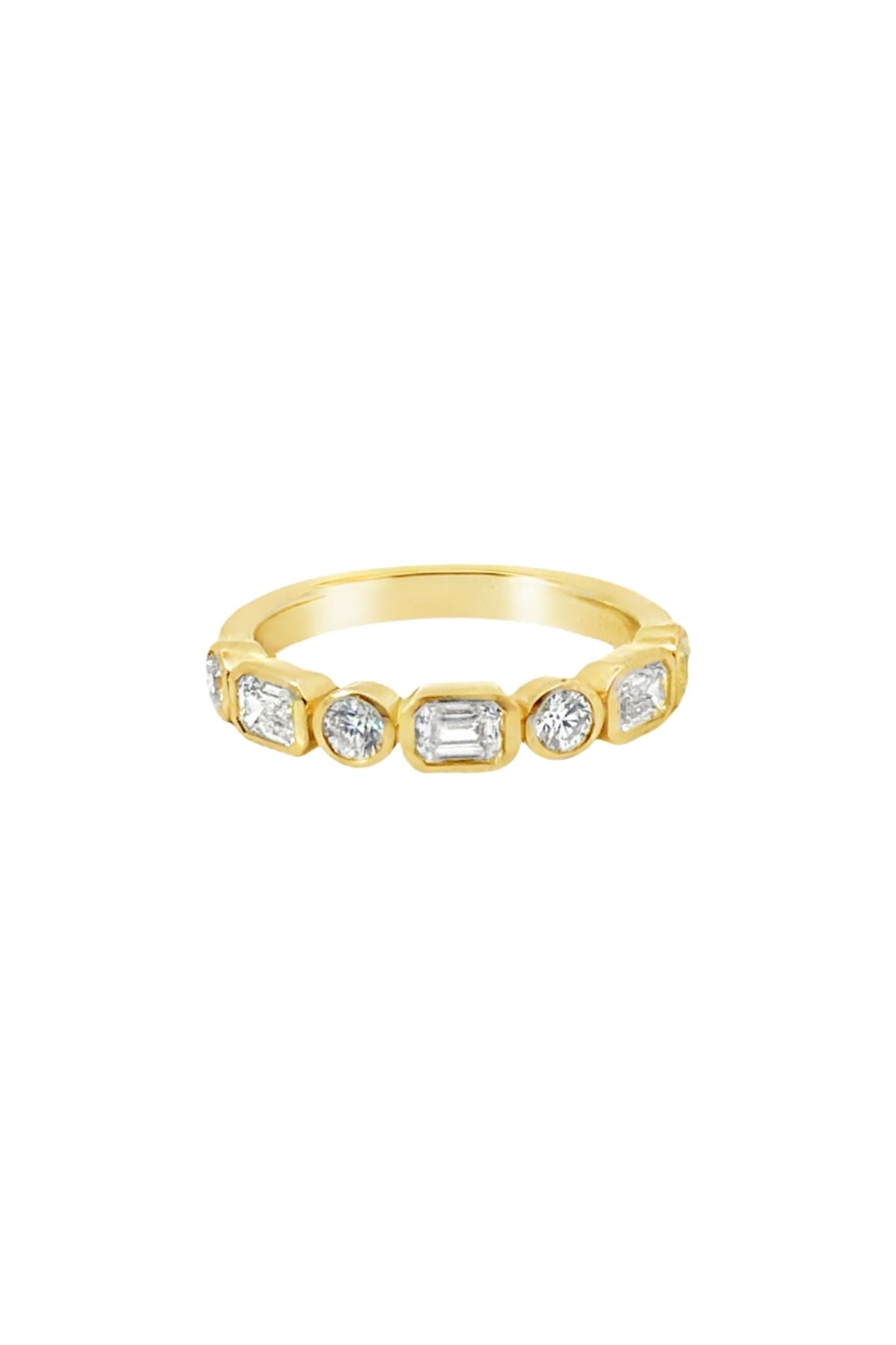 Emerald and Diamond Half Eternity Ring in Yellow Gold