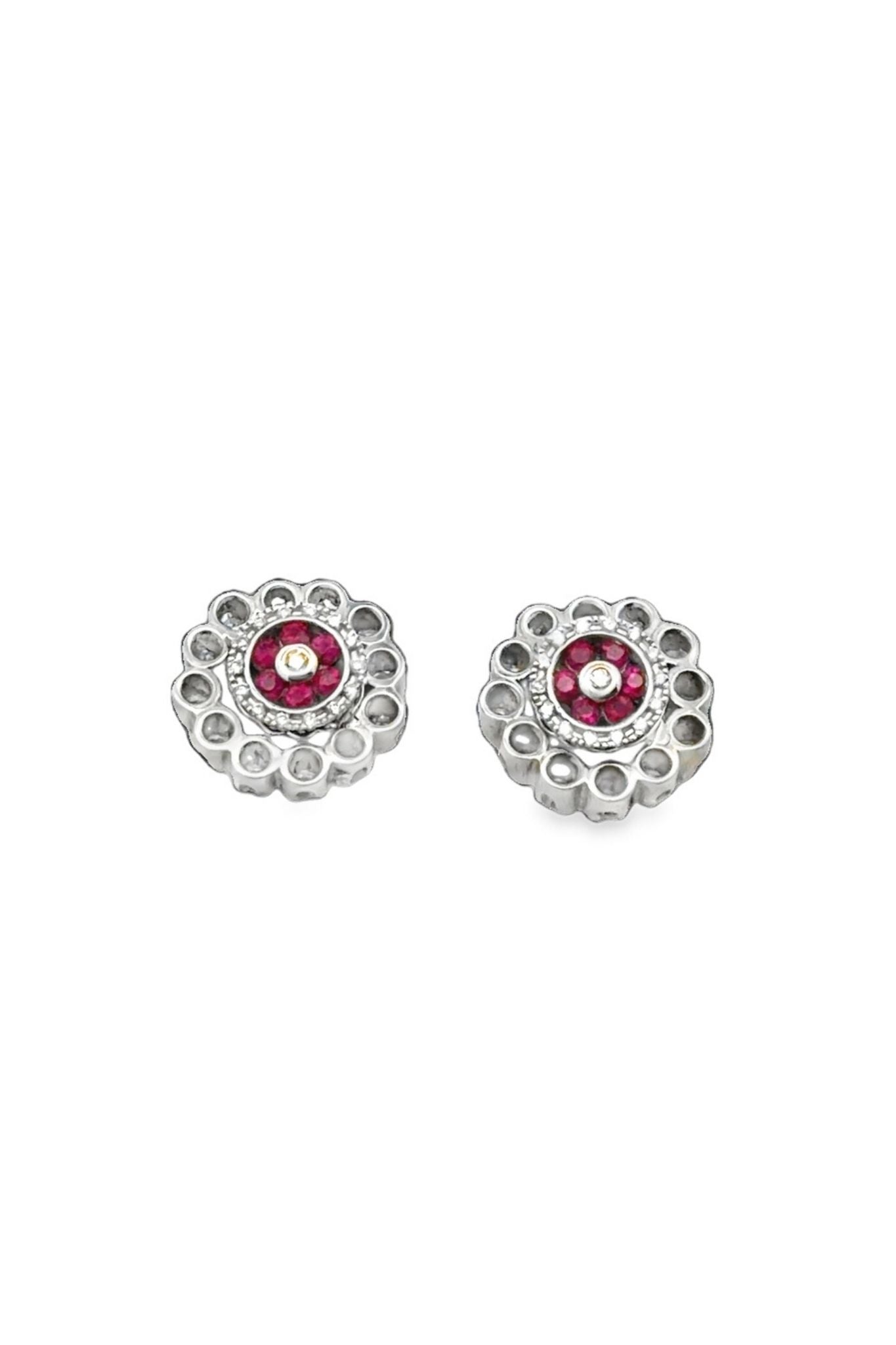 Interchangeable Sapphire, Ruby and Diamond Stud Earrings in Platinum and 18ct White Gold