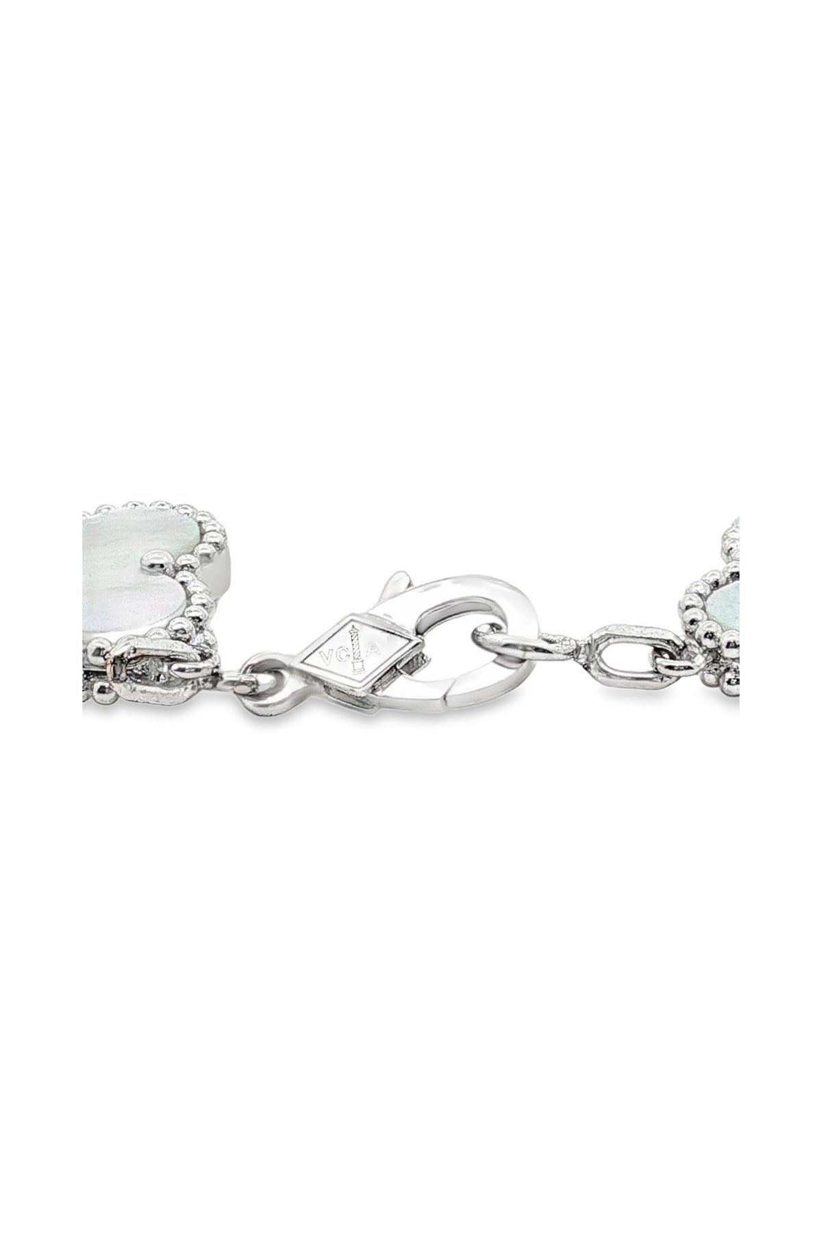 Van Cleef and Arpels Mother-of-Pearl Five Clover Bracelet in White Gold