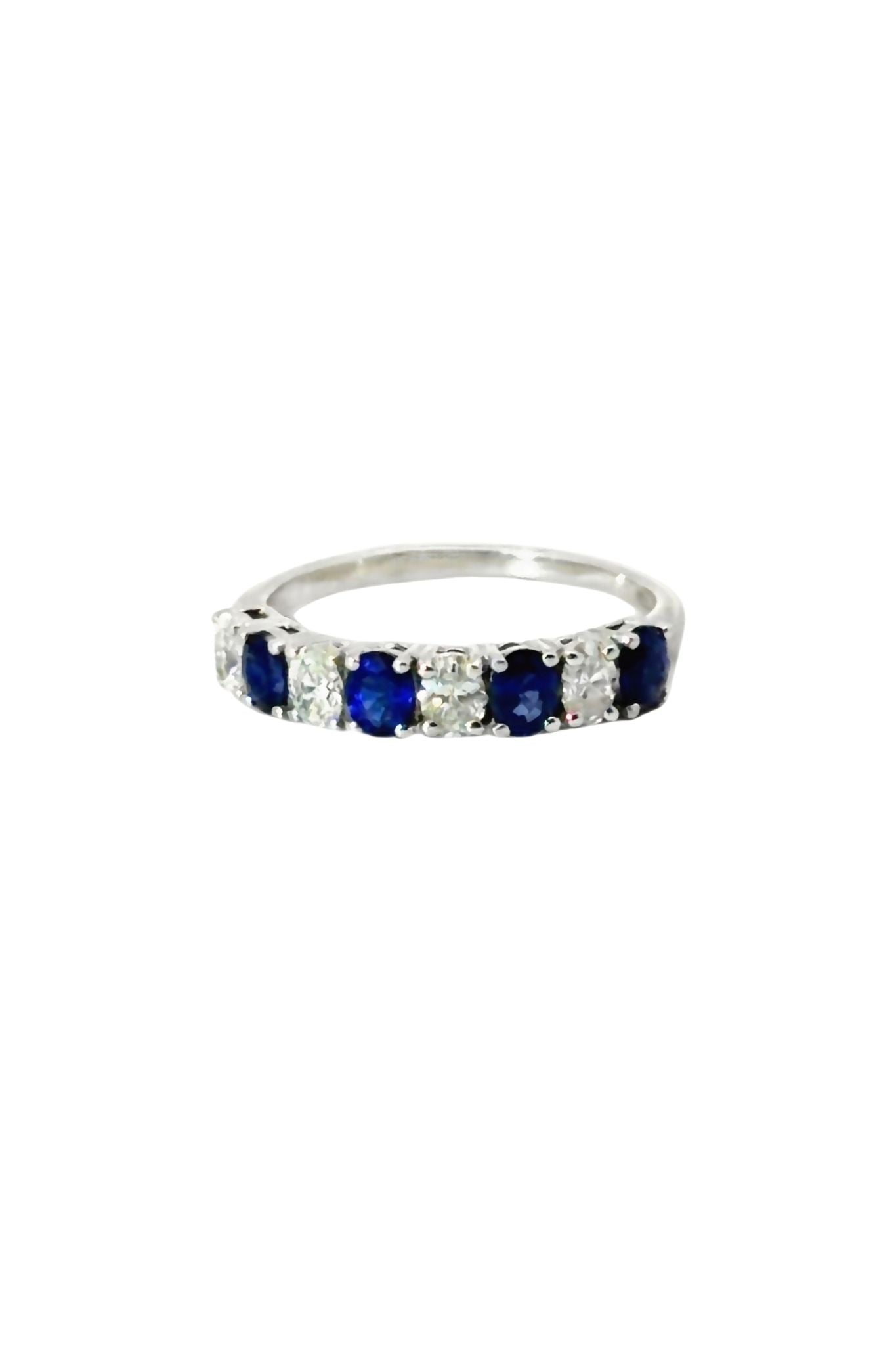 Sapphire and Diamond Half Eternity Ring in 18ct White Gold