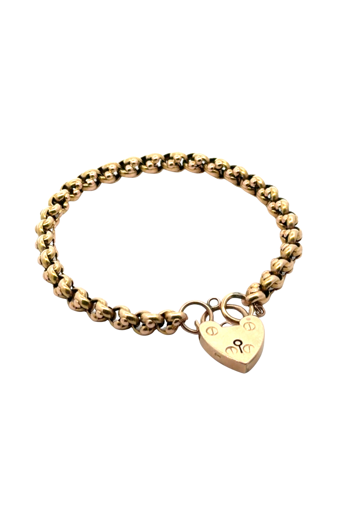 9ct Gold Heart Lock Chain Bracelet
