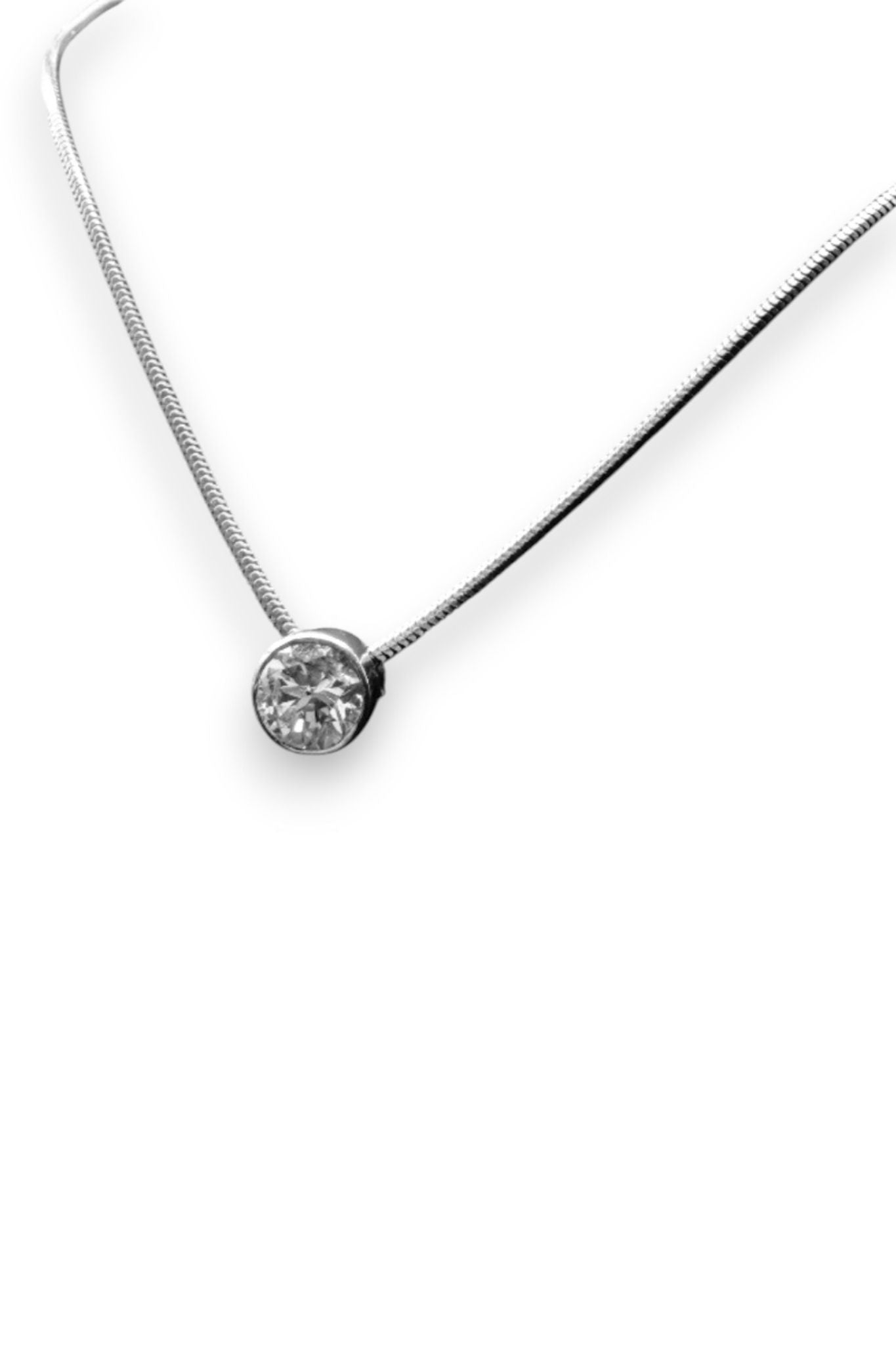 Diamond Single Stone Pendant Necklace