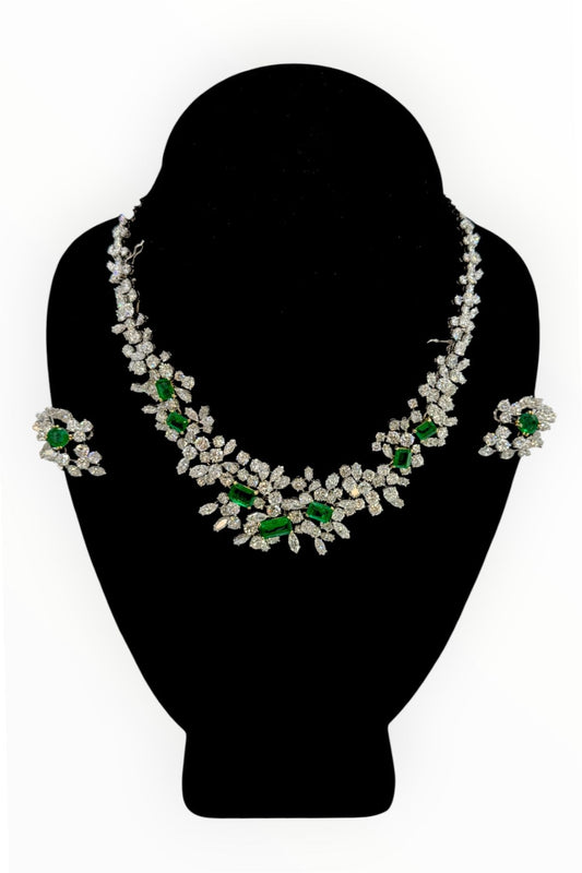 Colombian Emerald and Diamond Fringe Necklace and Earring Set — Vintage Masterpiece