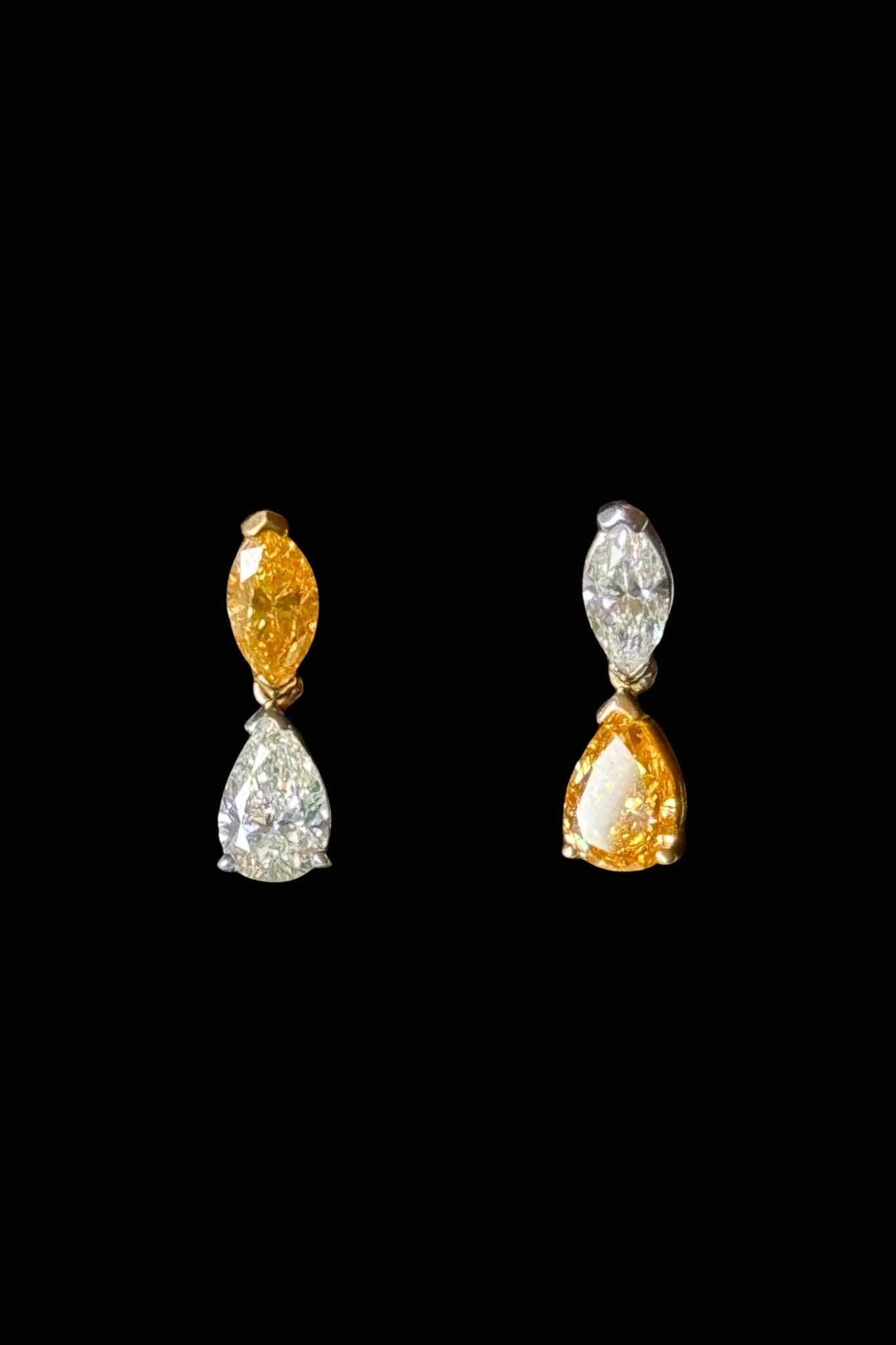 Fancy Vivid Orange-Yellow Diamond Drop Earrings