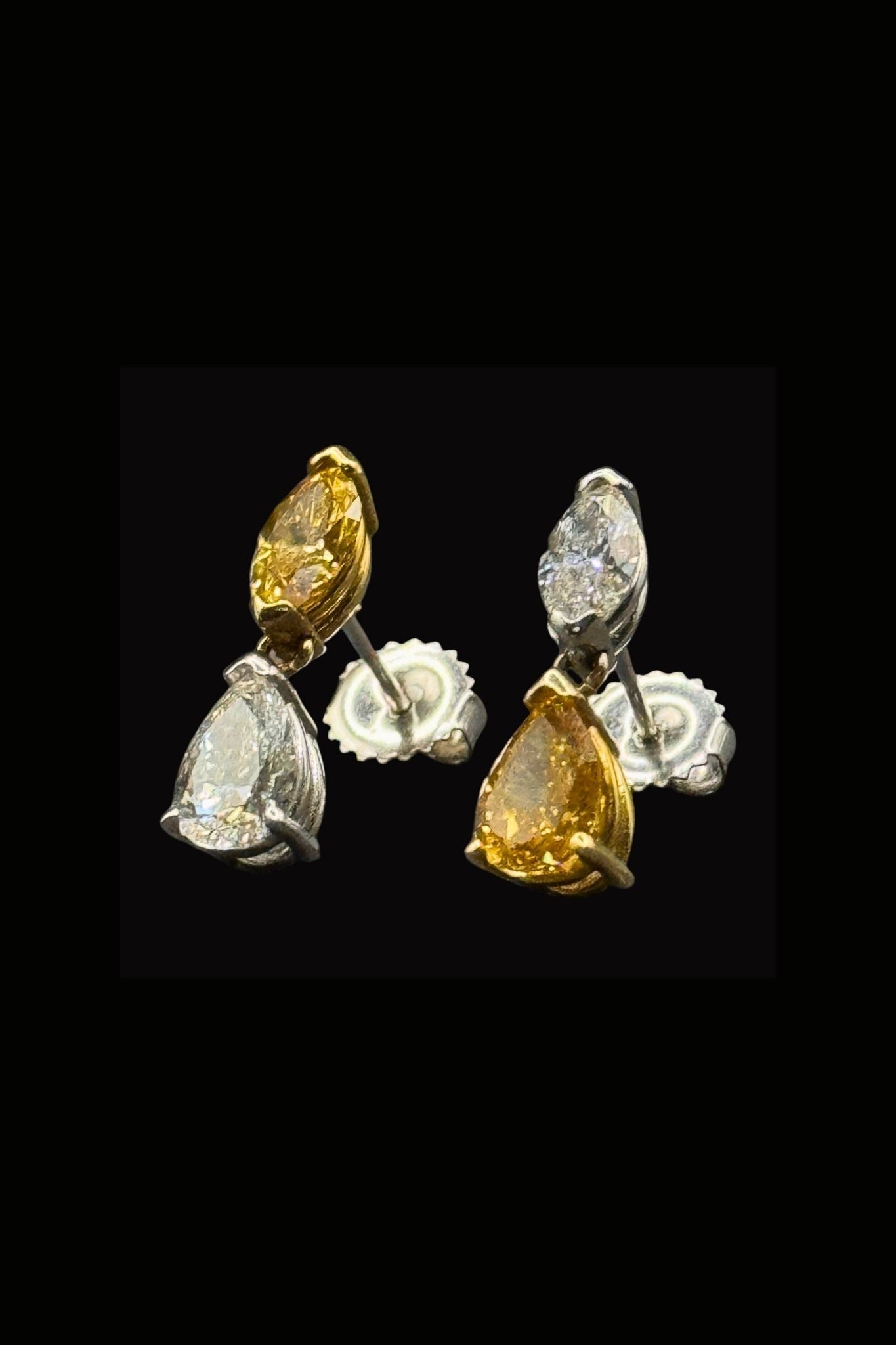 Fancy Vivid Orange-Yellow Diamond Drop Earrings