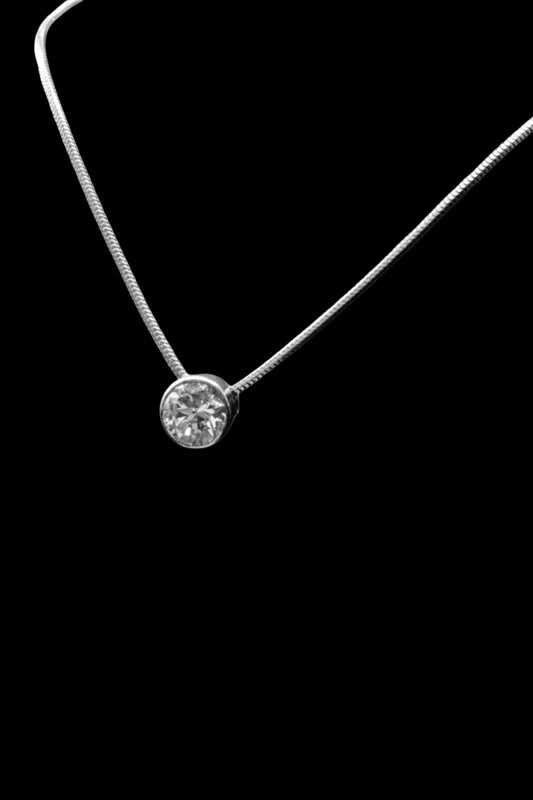 Diamond Single Stone Pendant Necklace