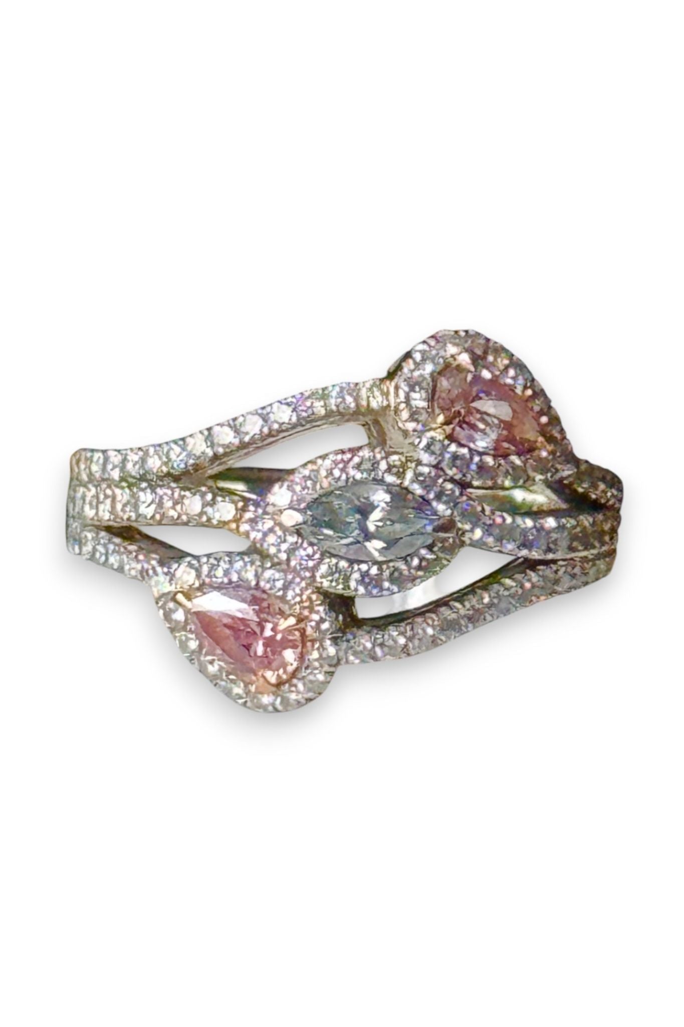 Leibish Blue and Pink Diamond Ring — Argyle Diamonds, Platinum and 18ct Yellow Gold