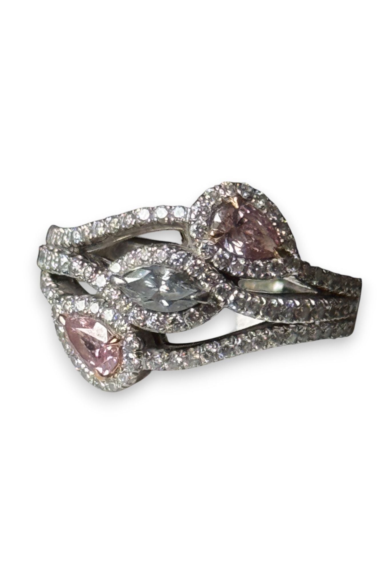 Leibish Blue and Pink Diamond Ring — Argyle Diamonds, Platinum and 18ct Yellow Gold