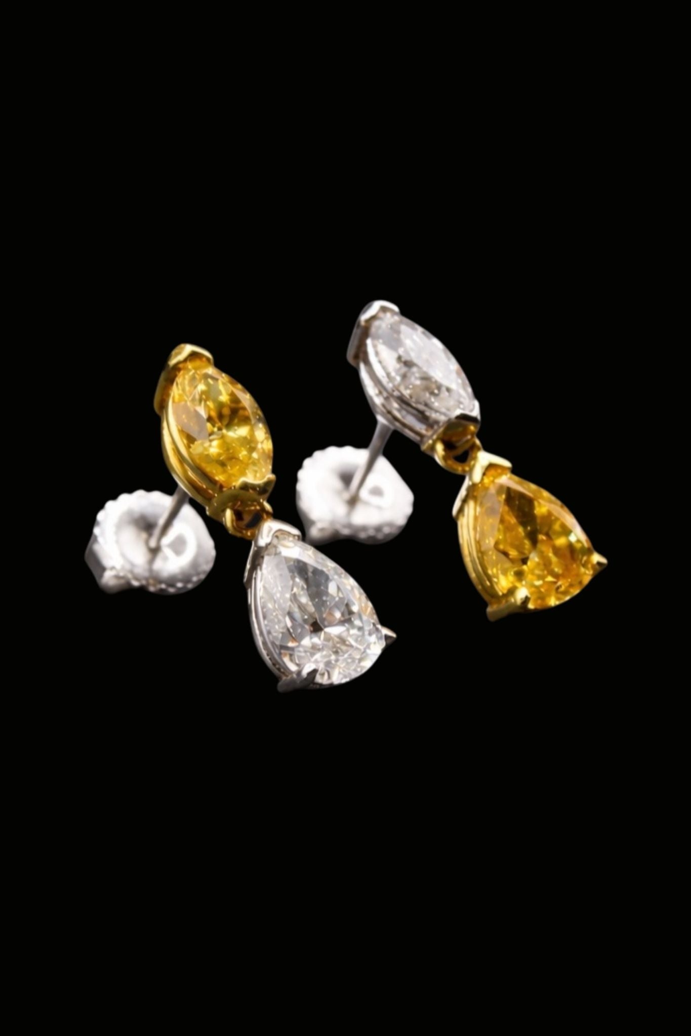 Fancy Vivid Orange-Yellow Diamond Drop Earrings