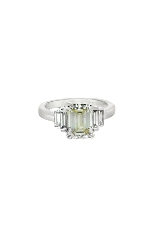 2.40ct Emerald-Cut Diamond Ring with Baguette Shoulders — Platinum
