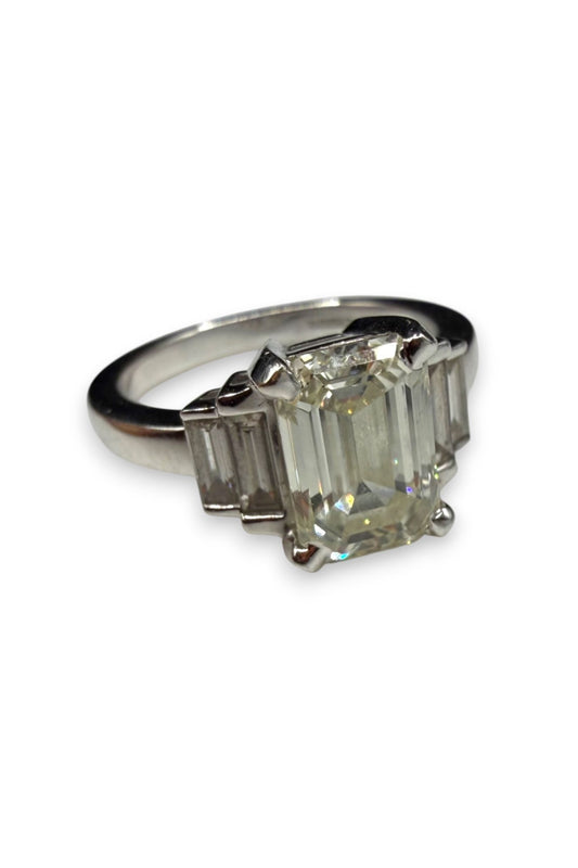 2.40ct Emerald-Cut Diamond Ring with Baguette Shoulders — Platinum