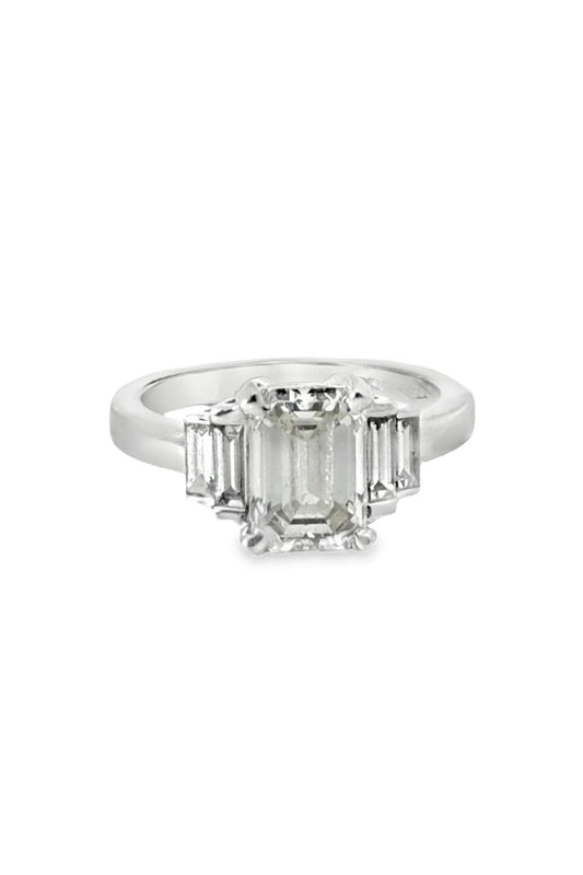 2.40ct Emerald-Cut Diamond Ring with Baguette Shoulders — Platinum