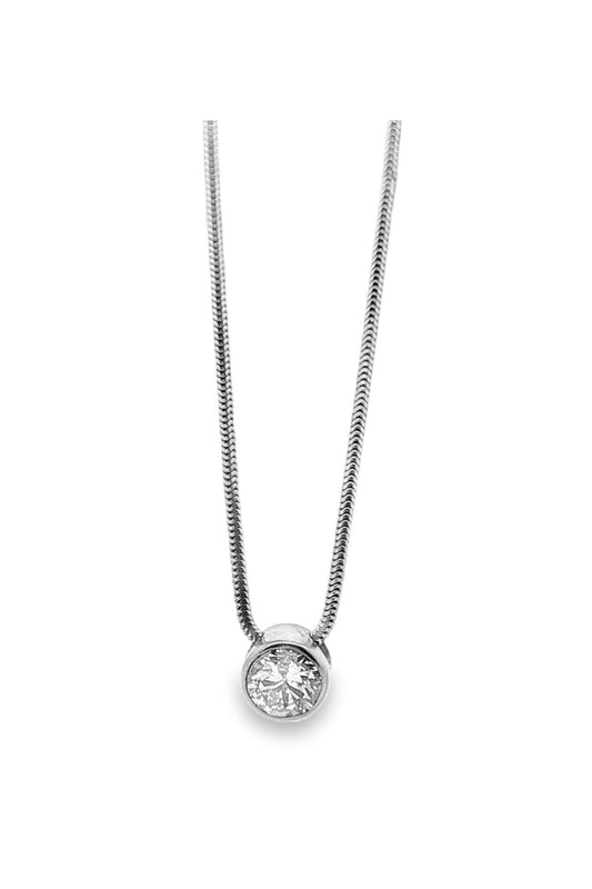 Diamond Single Stone Pendant Necklace