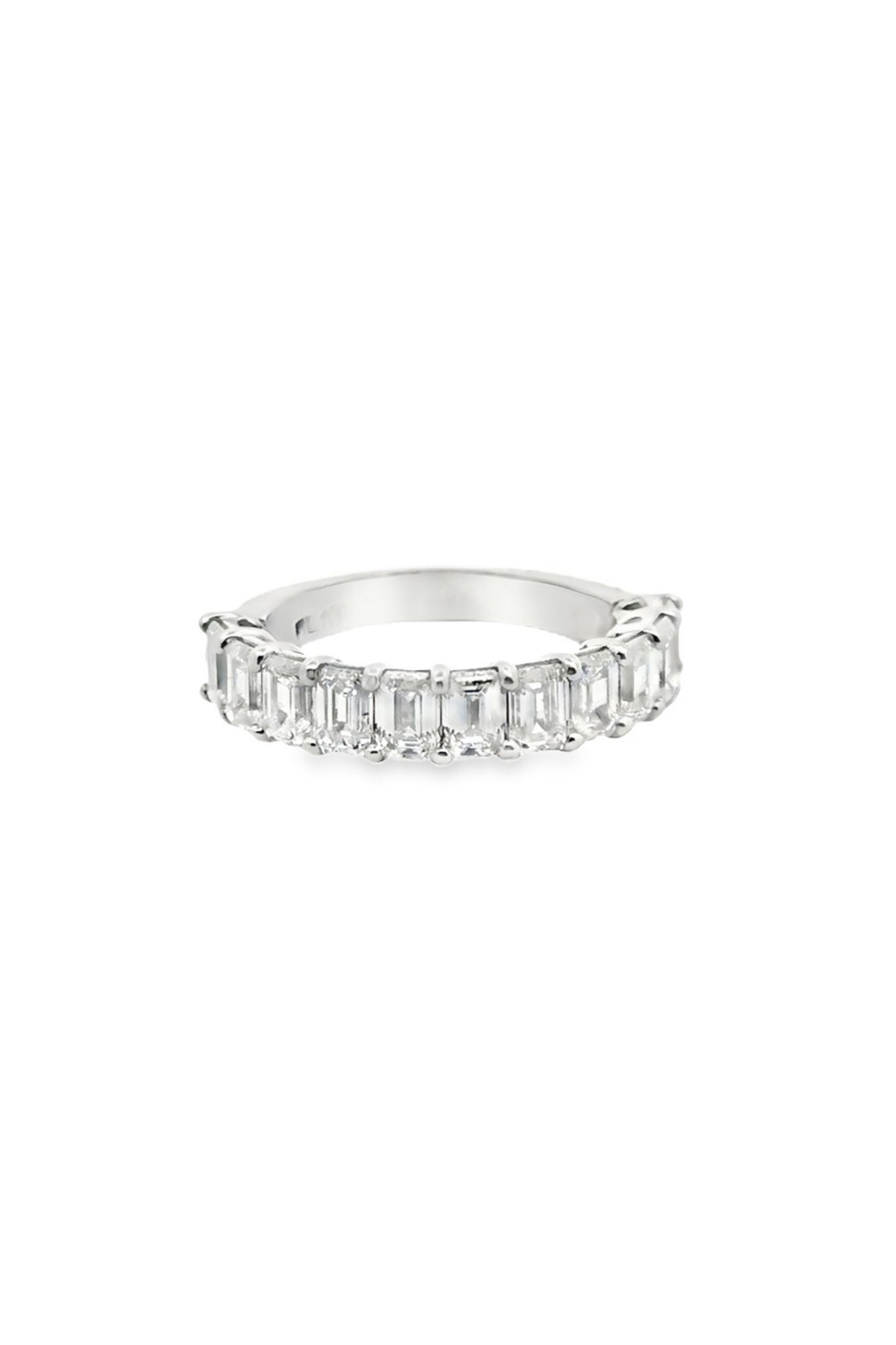 Emerald-Cut Diamond Half Eternity Ring — 3.00ct, Platinum