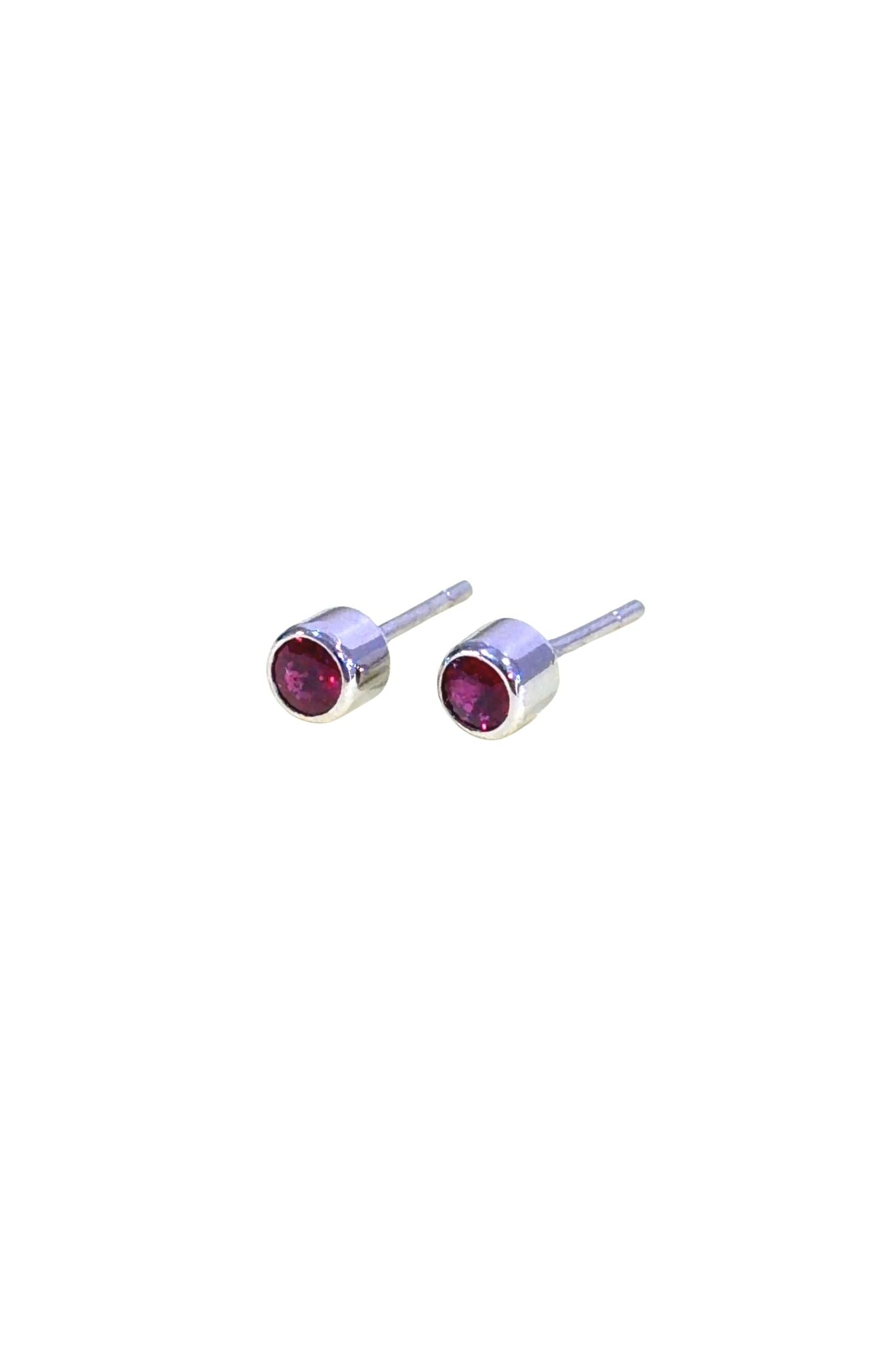 Handmade Ruby Stud Earrings in Platinum