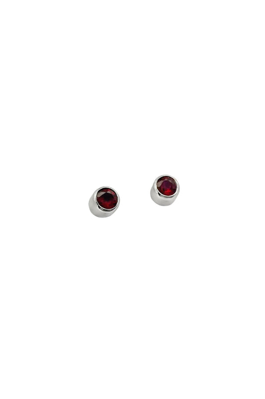 Handmade Ruby Stud Earrings in Platinum
