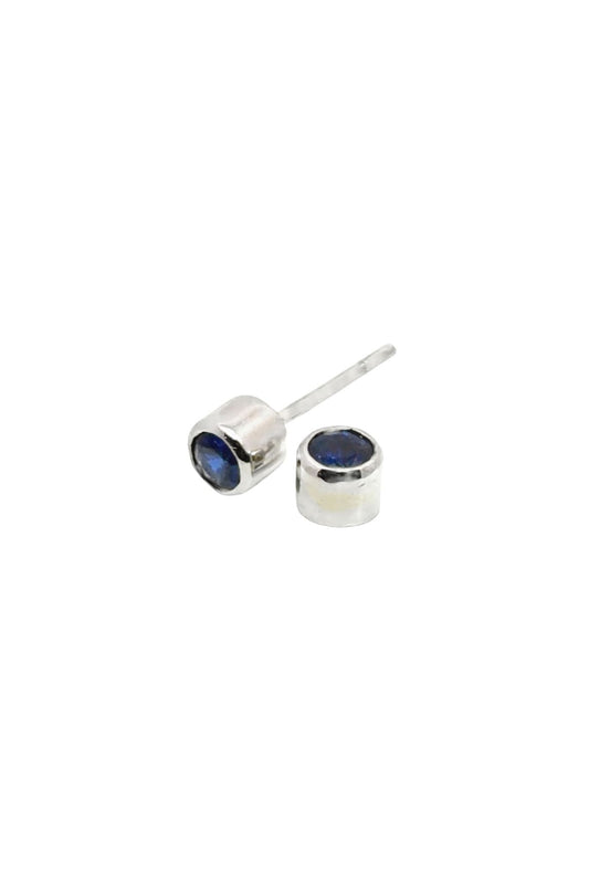 Handmade Sapphire Stud Earrings in Platinum