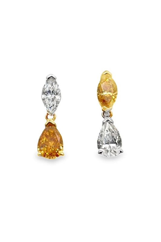 Fancy Vivid Orange-Yellow Diamond Drop Earrings