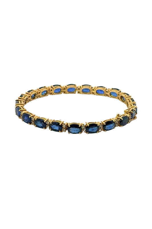Sapphire and Diamond Line Bracelet in 18ct Yellow Gold