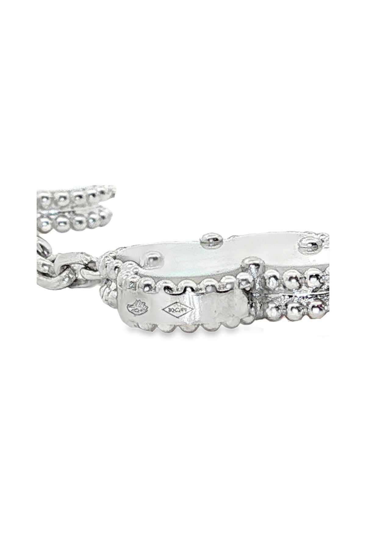 Van Cleef and Arpels Mother-of-Pearl Five Clover Bracelet in White Gold