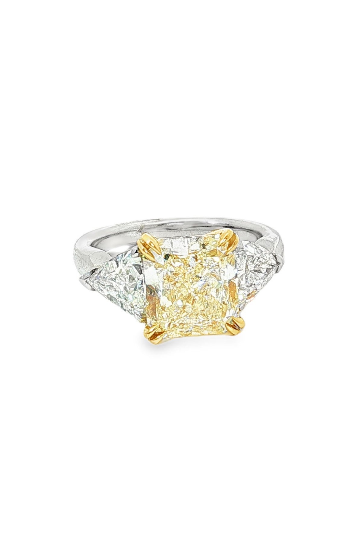 4.11ct Fancy Yellow Diamond Three-Stone Ring