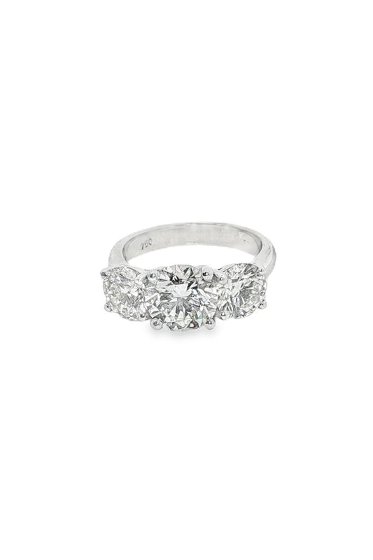Round Brilliant Three-Stone Diamond Ring in White Gold