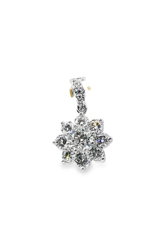 White Gold Diamond Floral Cluster Pendant