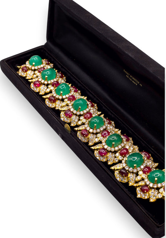 Harry Winston Colombian Emerald, Ruby and Diamond Bracelet