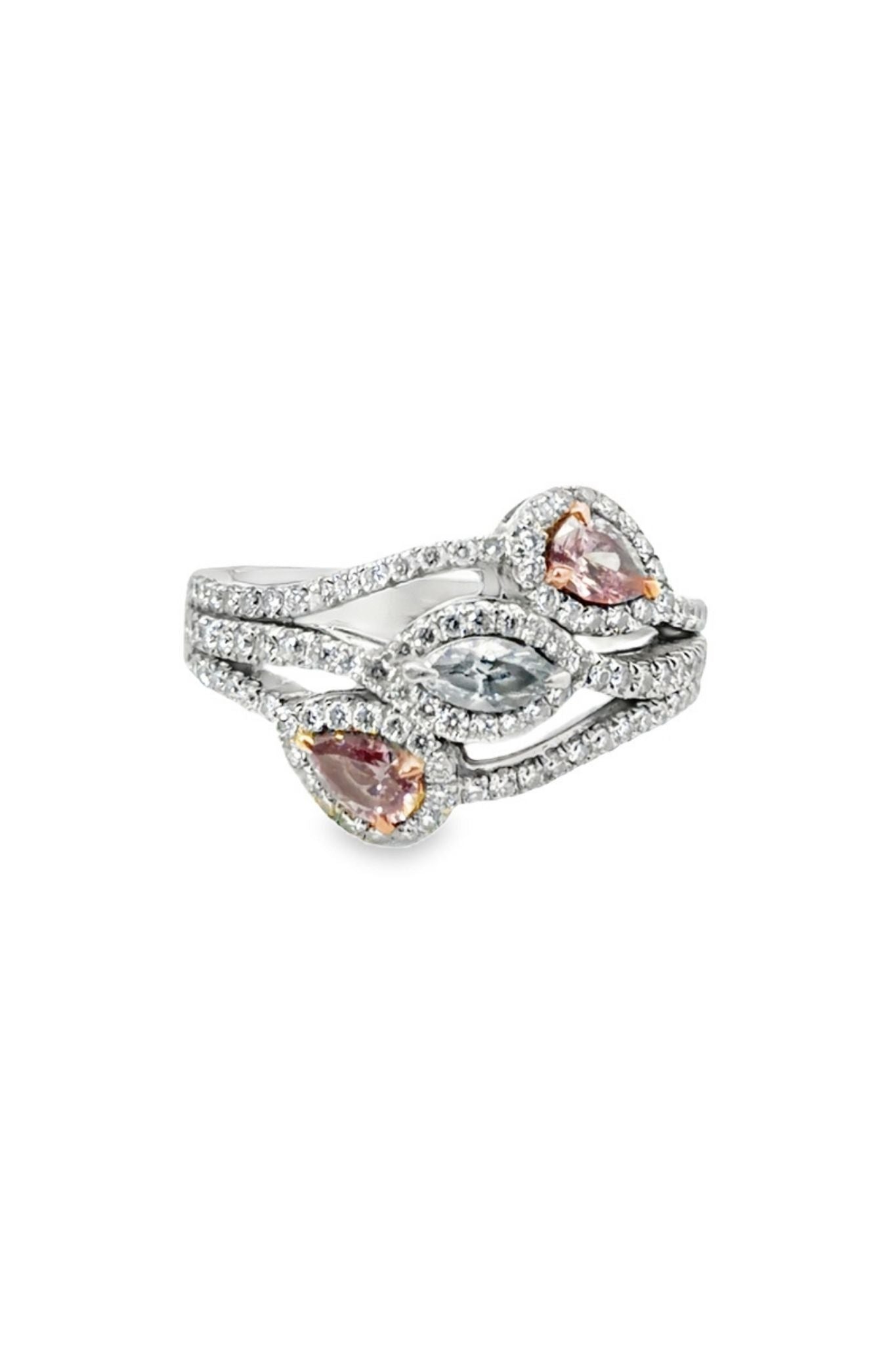 Leibish Blue and Pink Diamond Ring — Argyle Diamonds, Platinum and 18ct Yellow Gold